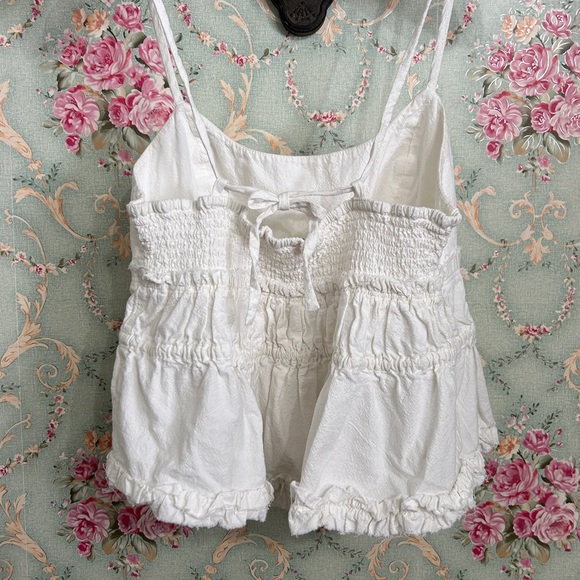 🌷Free People🌷 100% cotton adjustable straps waist ruffle peplum corset top sz M - Picture 4 of 7